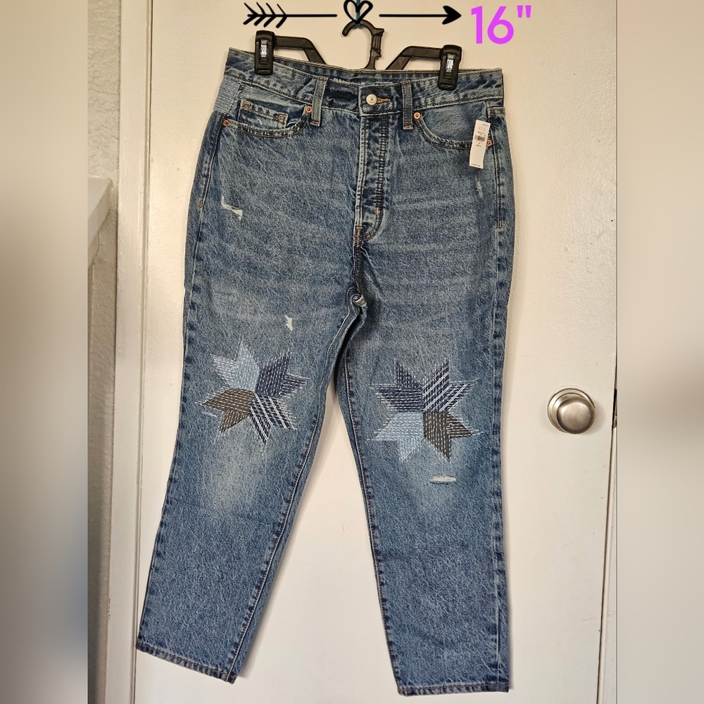 New Old Navi Blue Denim Jeans with Star Patch Design Side 10 O.G
